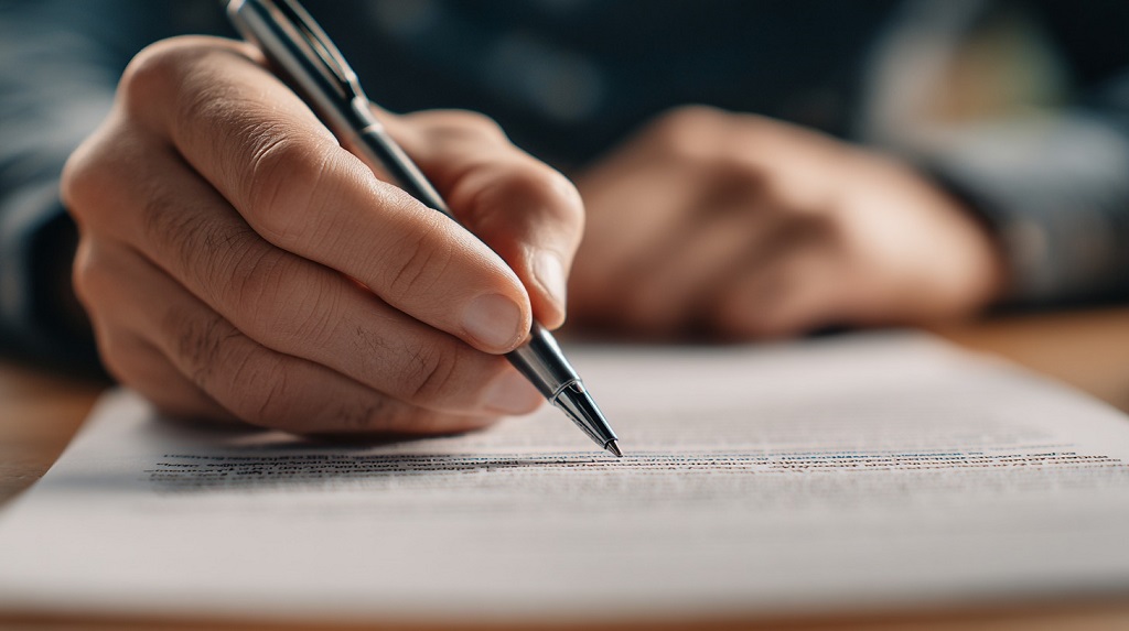 Pisanje biografije hemisjkom olovkom na papiru